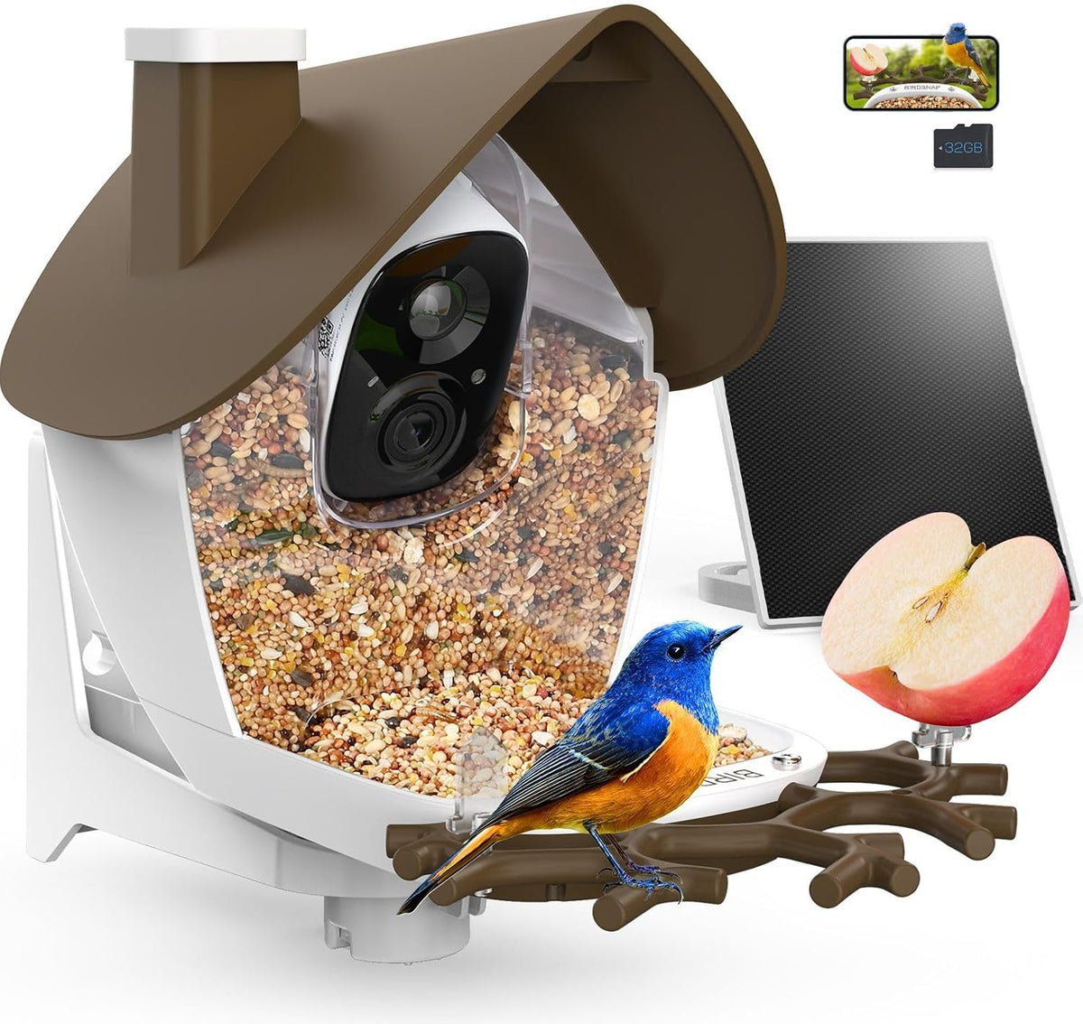 smart bird feeder with camera solar powered 2k, main product view