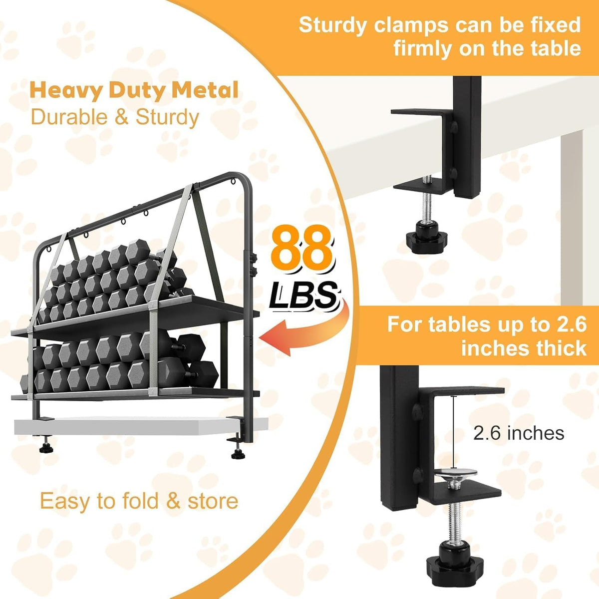 adjustable dog grooming arm with heavy-duty clamp: 44", close-up detail