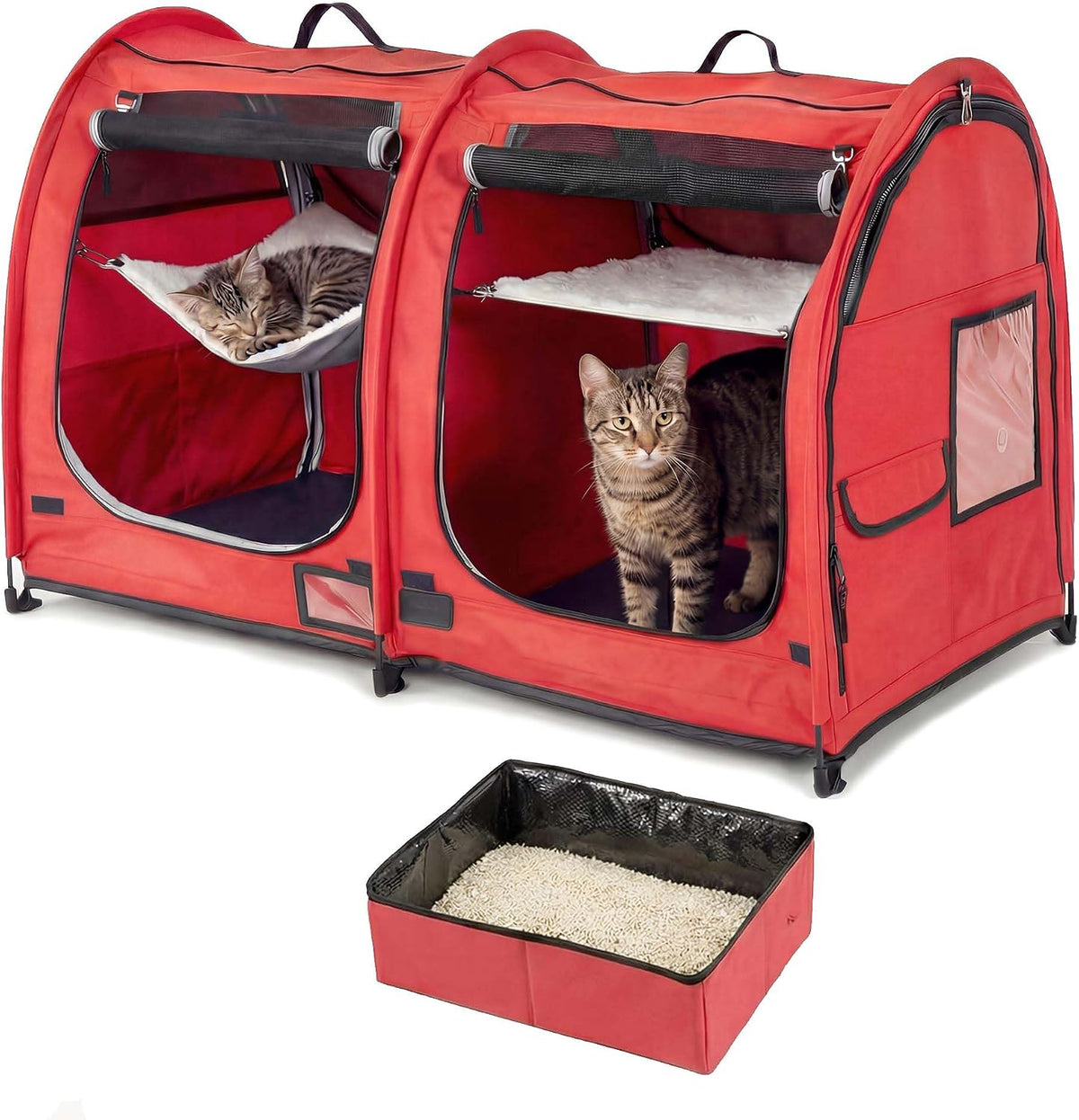 mispace portable twin compartment show house cat cage/condo, main product view