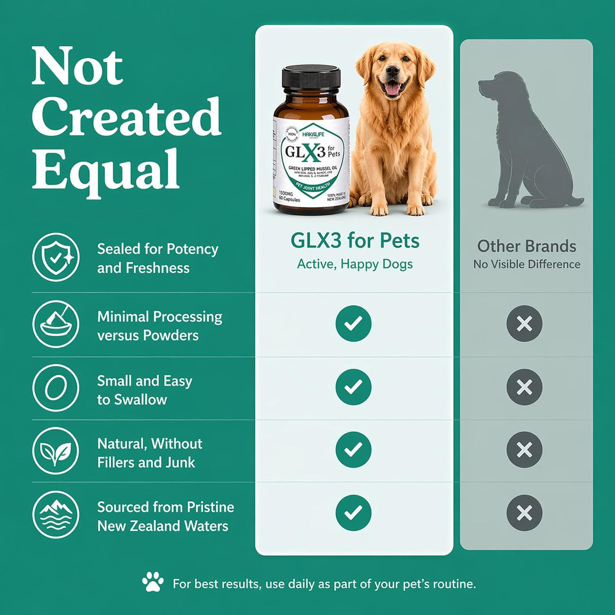 glx3 green lipped mussel oil for dogs | showing dimensions