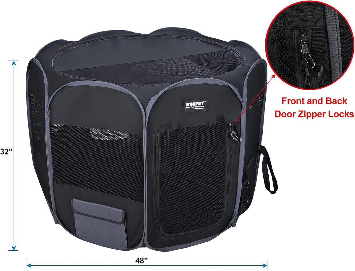 elitefield 2-door soft pet playpen for dogs and shown in use