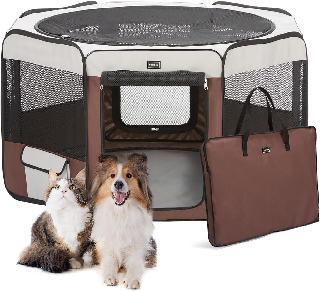 donoro dog playpen 55" portable pet play pens, main product view