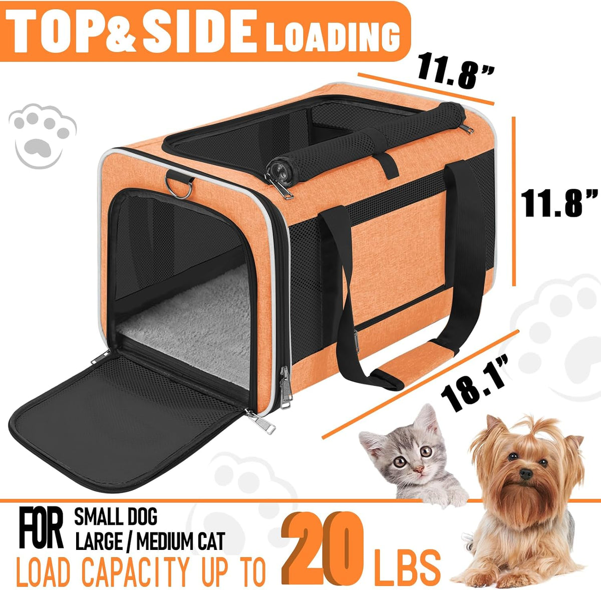gapzer large cat carrier soft, collapsible travel pet, close-up detail