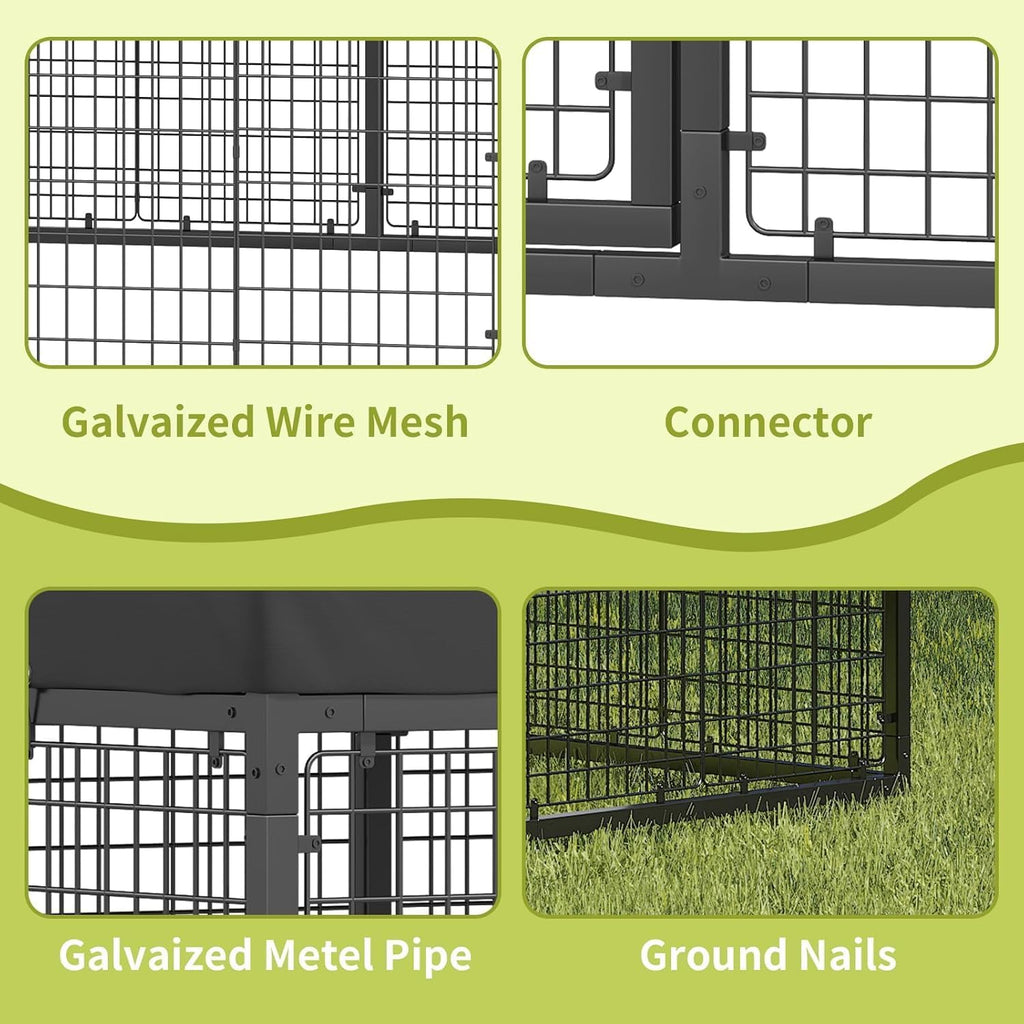 outdoor dog kennel with dog fence for medium/small showing dimensions