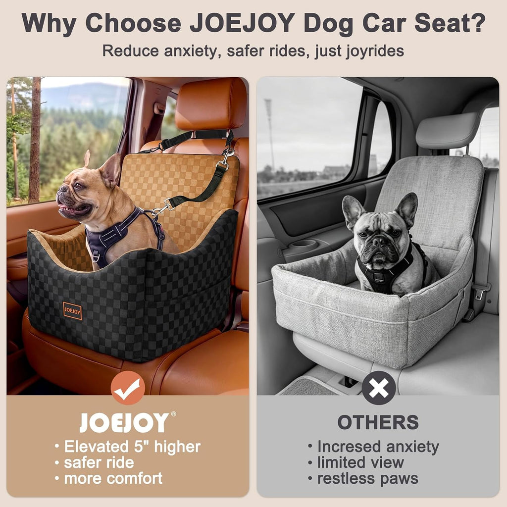 joejoy elevated dog car seat for small/medium dogs, side view