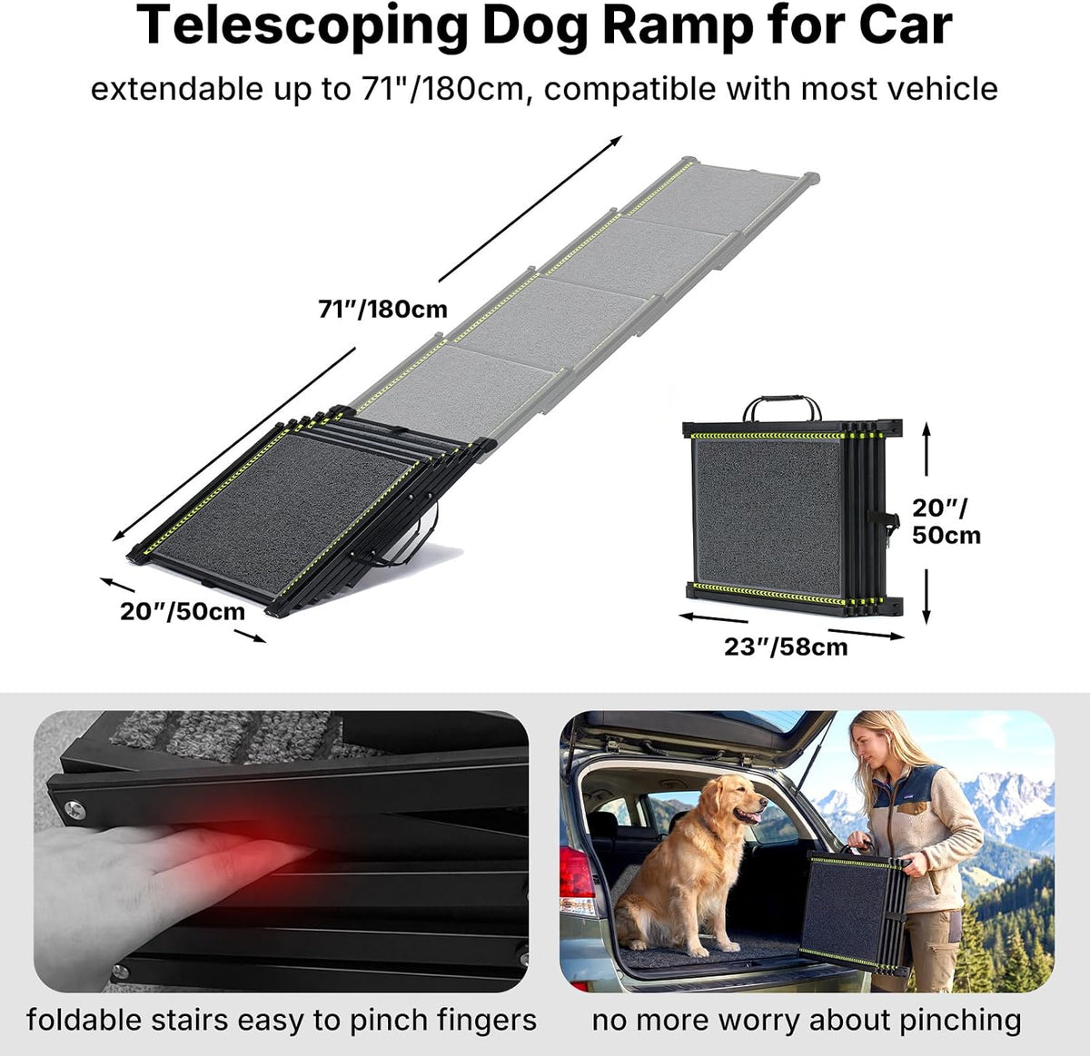 veehoo telescoping large dog ramp for car truck, package contents