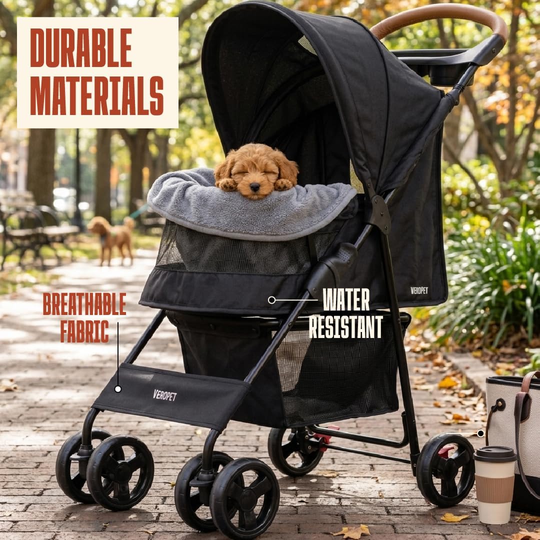 pet stroller for small dogs & cats, foldable, close-up detail