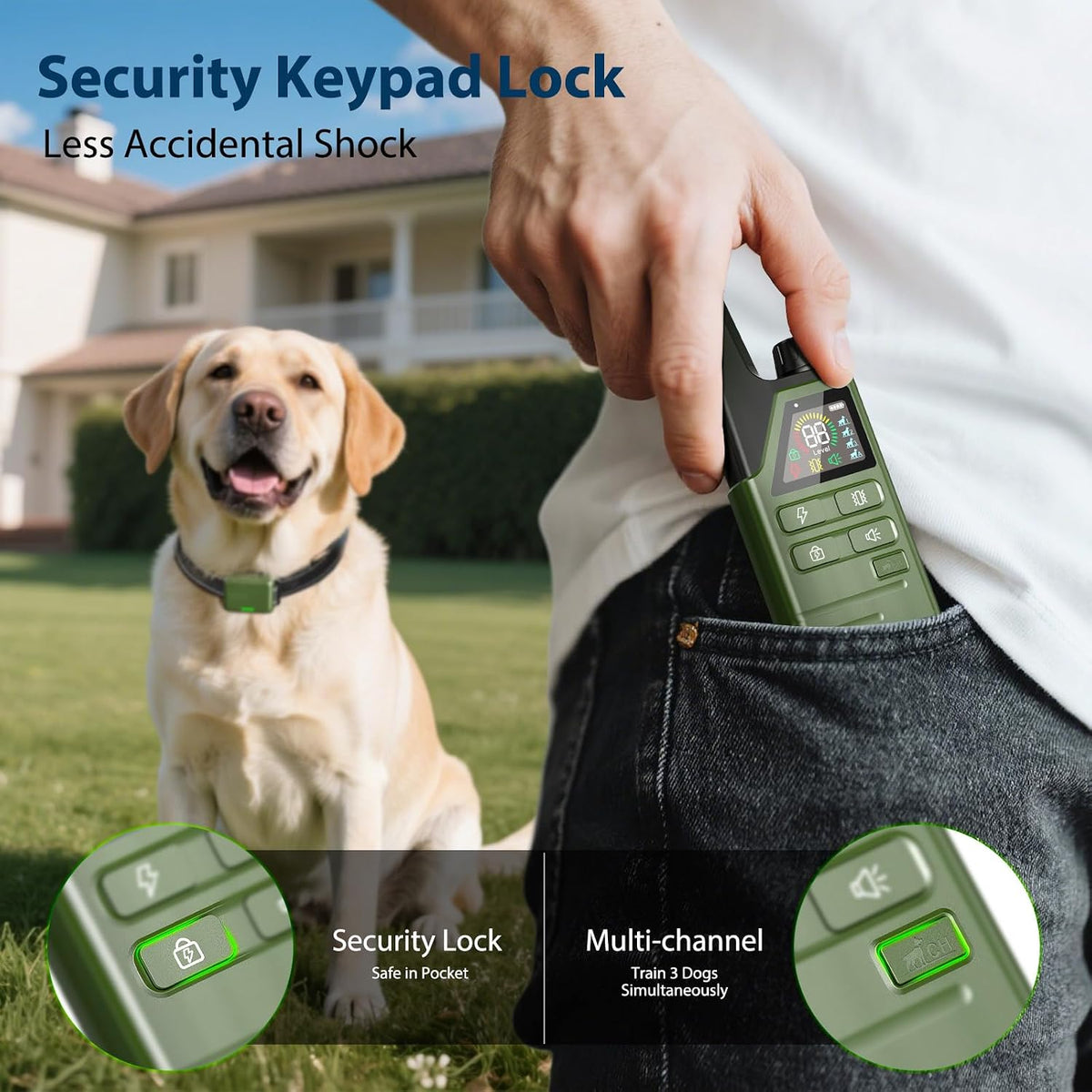 shock collar for 3 dogs, 4200ft remote dog showing dimensions
