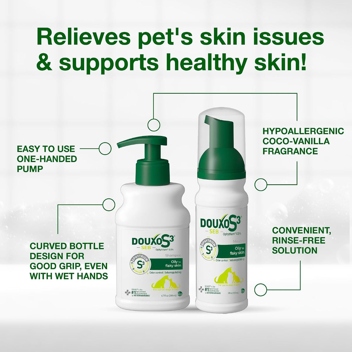 douxo s3 seb dog seboregulating shampoo 6.7 fl showing dimensions