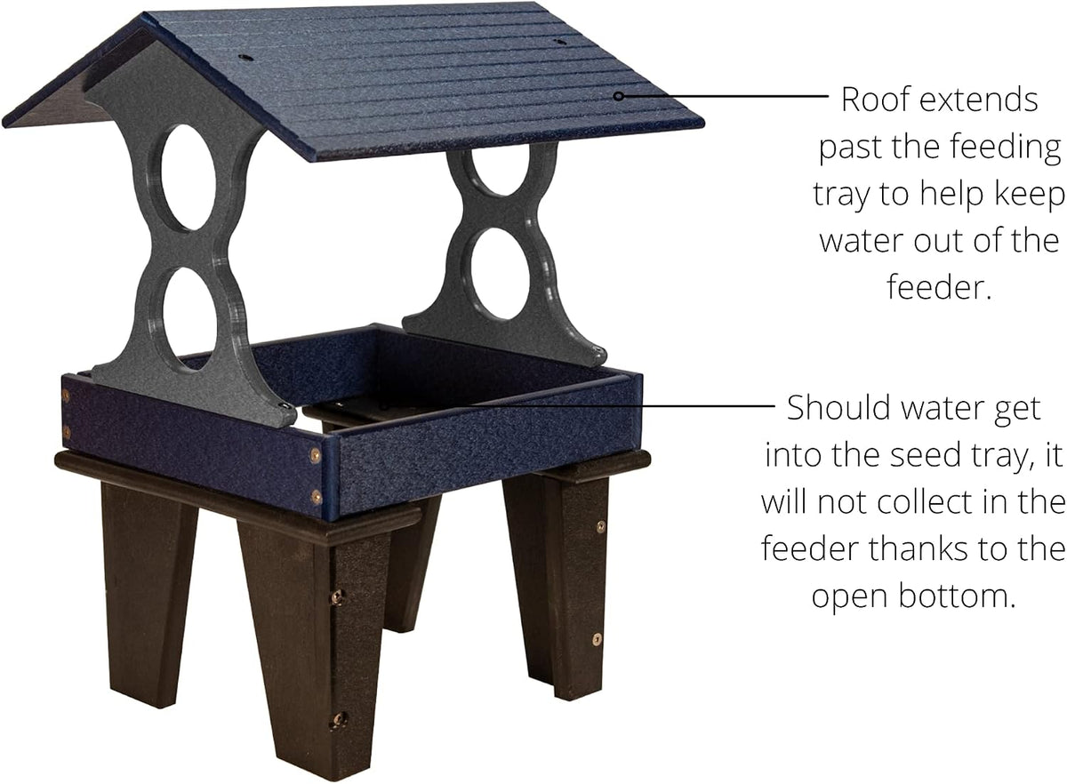jcs wildlife medium ground fly thru bird feeder, side view