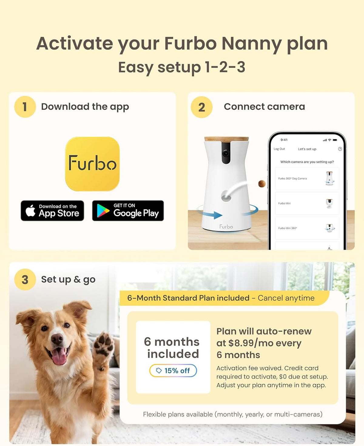 furbo 360° dog camera [6-month subscription included], side view