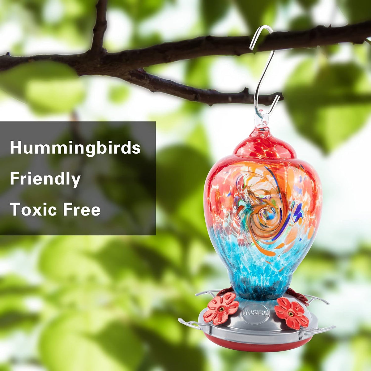wosibo hummingbird feeder for outdoors patio large 32, close-up detail