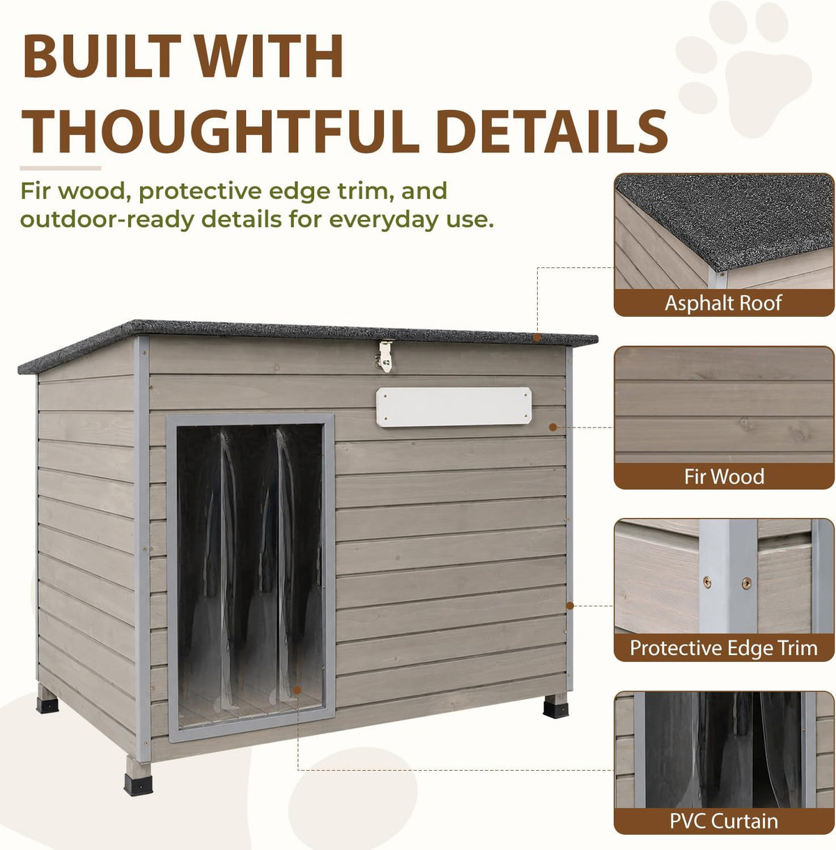 gowoodhut large dog house outdoor, wooden kennel for showing dimensions