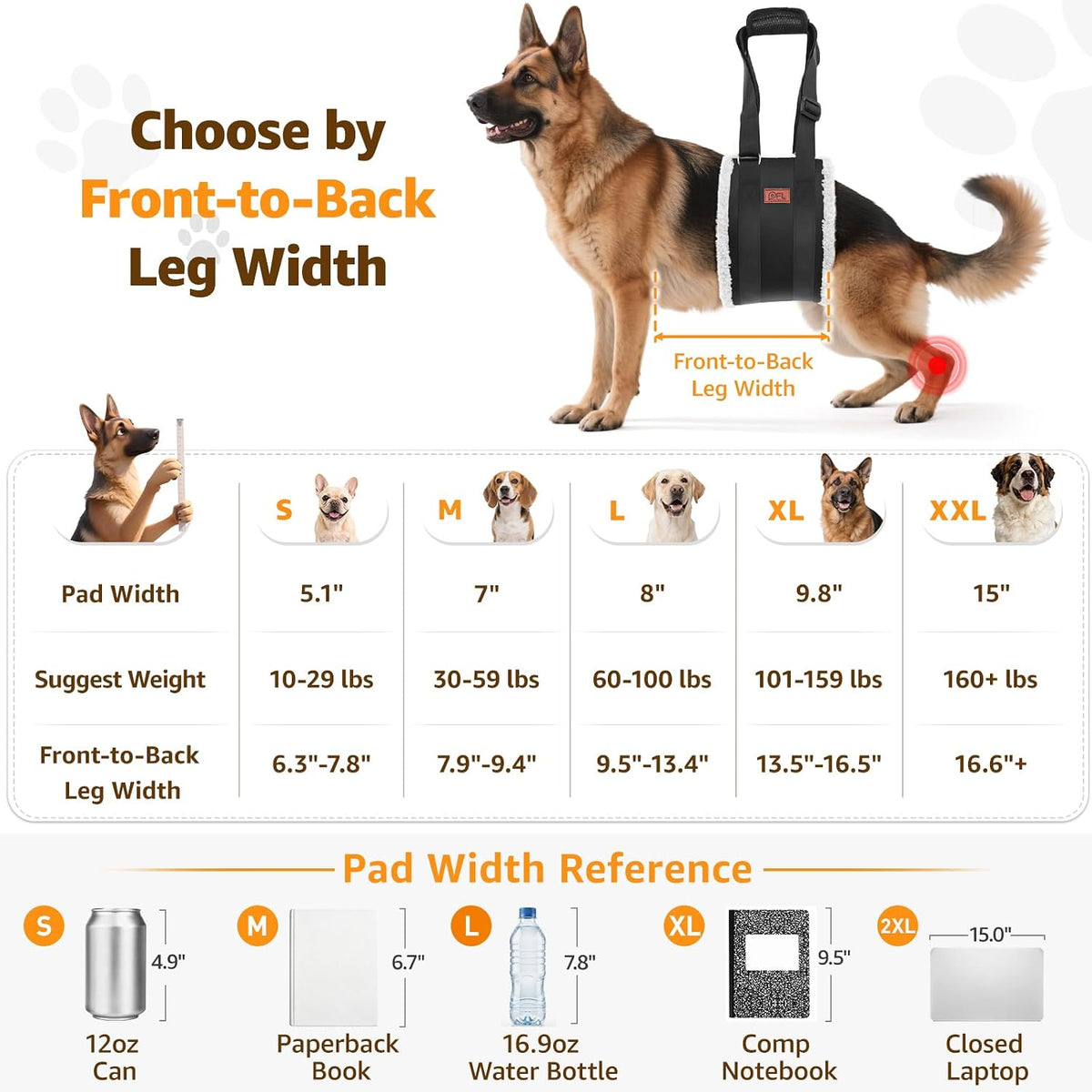 adjustable dog lift harness, dog sling for large, close-up detail