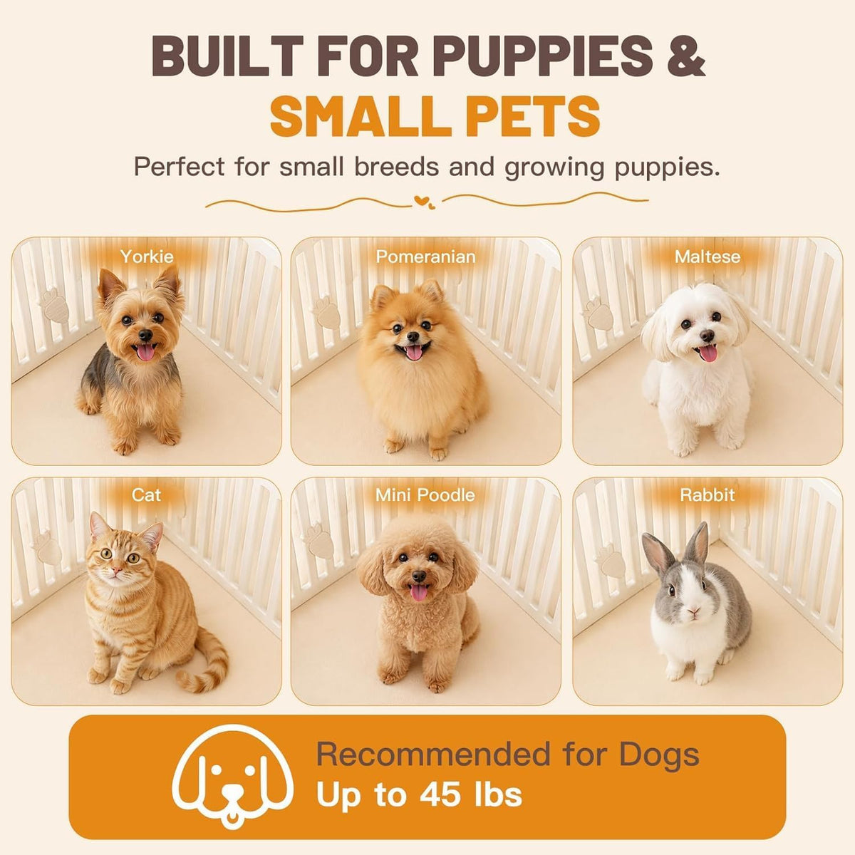 dog playpen indoor with door, 12-panel 25.6" tall showing dimensions