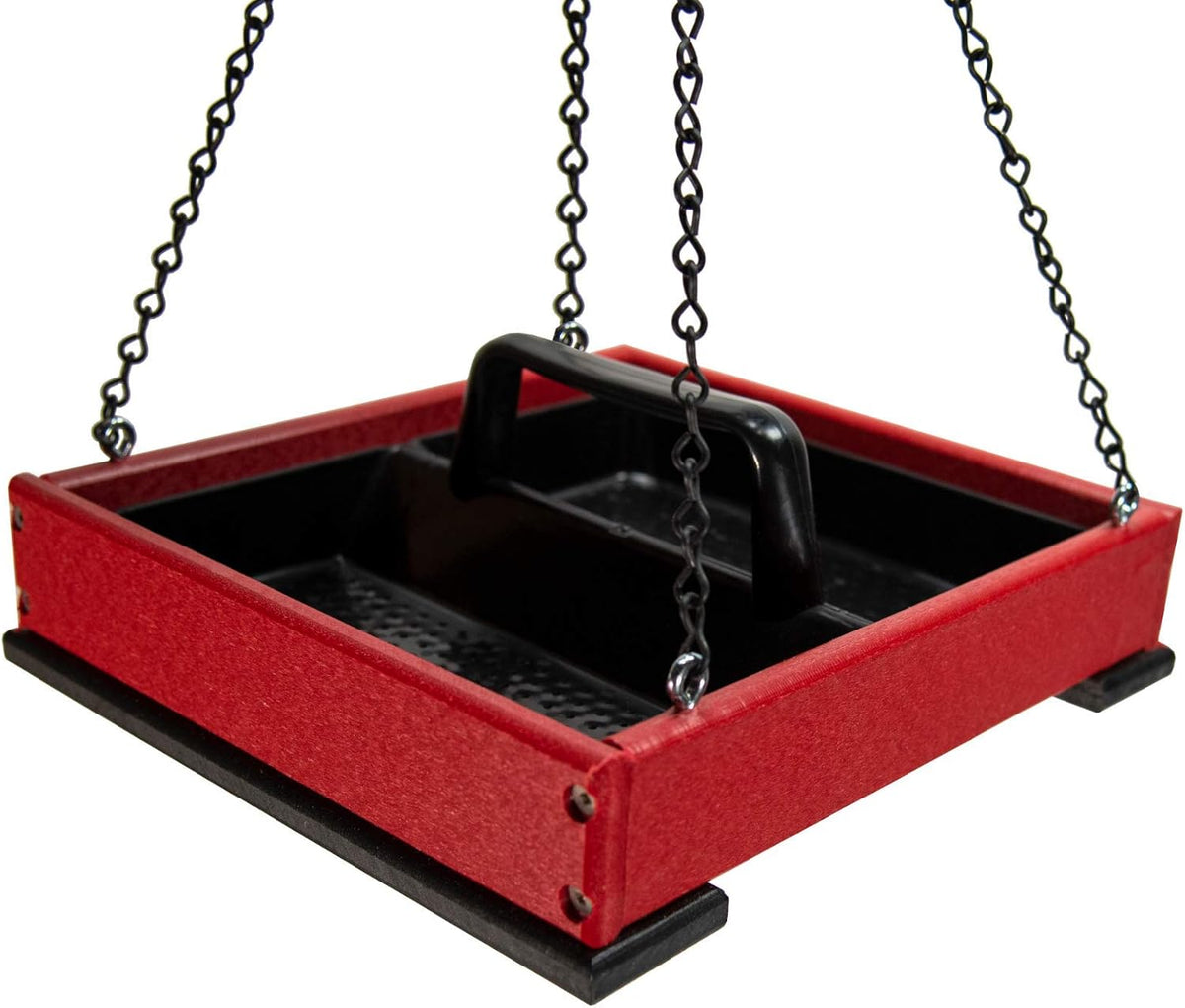 jcs wildlife poly lumber hanging tray platform bird, side view