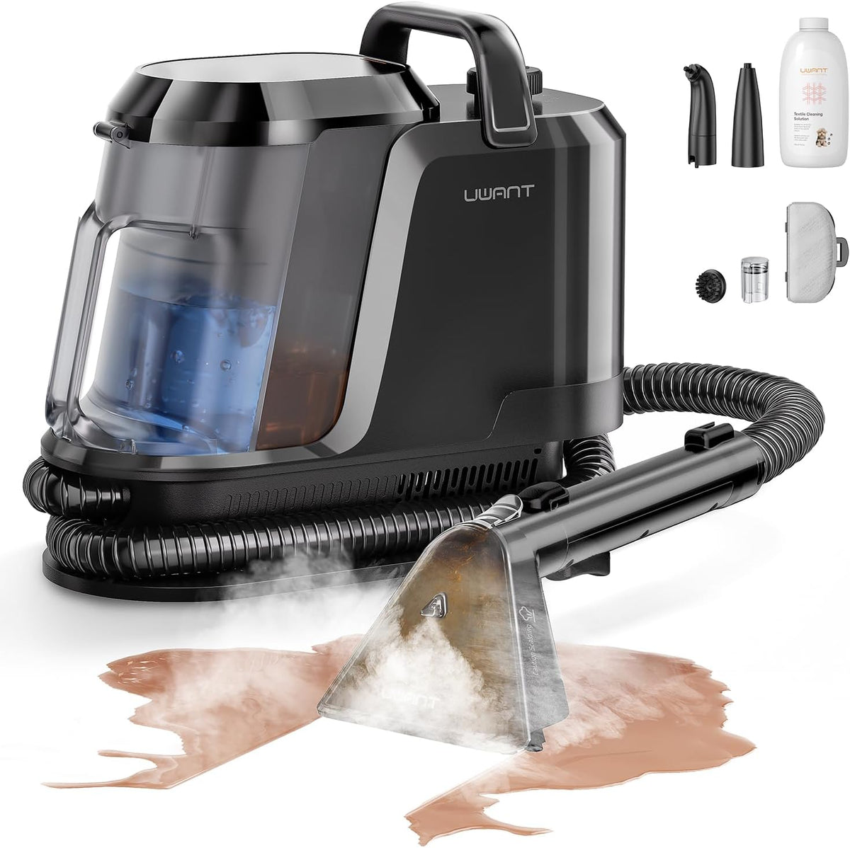uwant carpet cleaner machine with steam&hot&cold water system, main product view