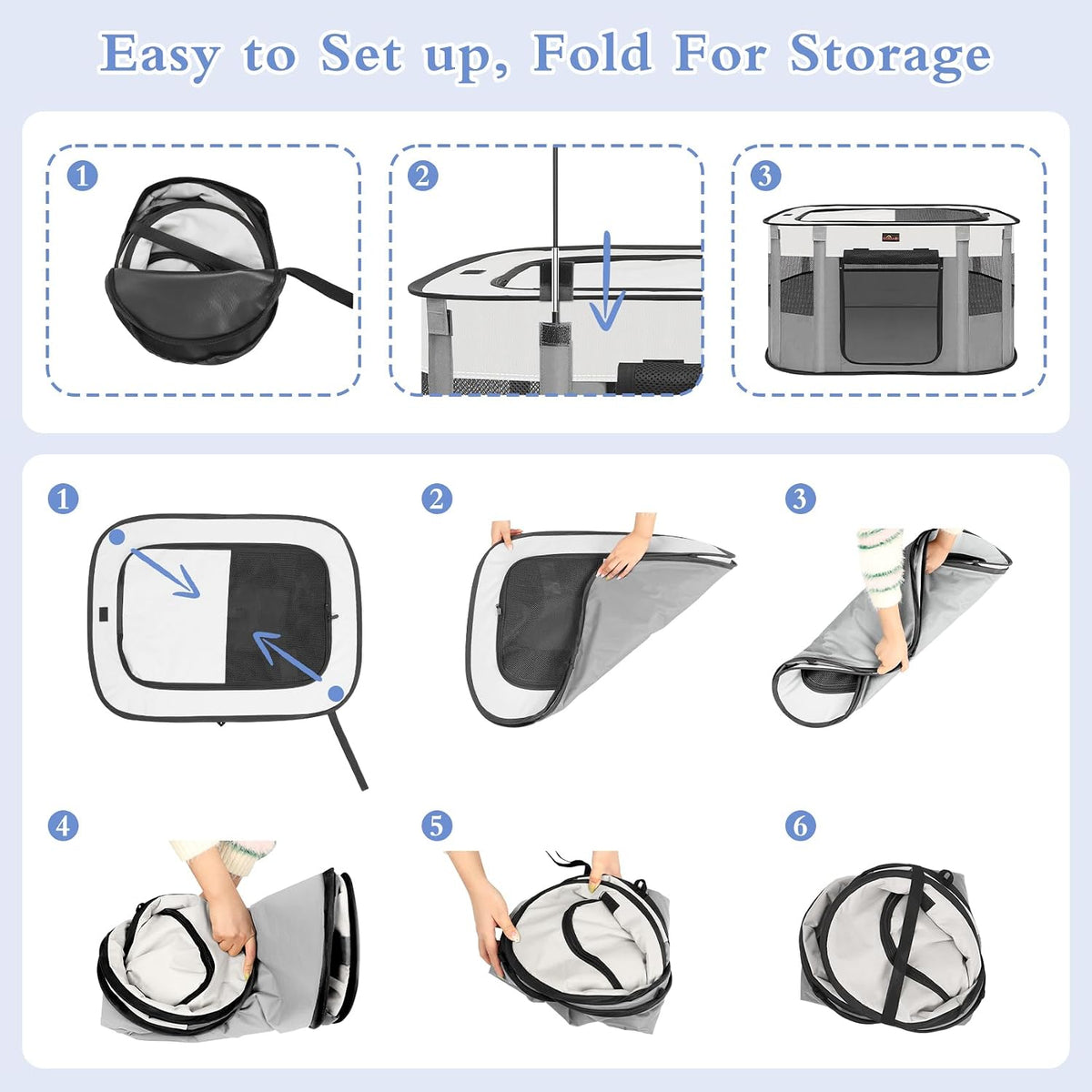 dog playpen, pet playpen, foldable kitten cage puppy shown in use