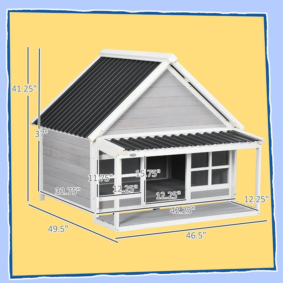 pawhut wooden dog house with porch for large on a desk or shelf