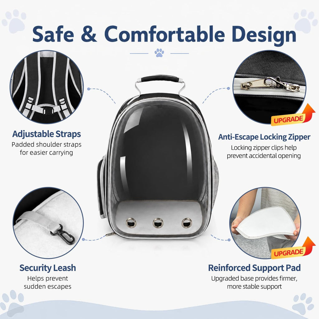 expandable cat carrier backpack with bubble window and, package contents