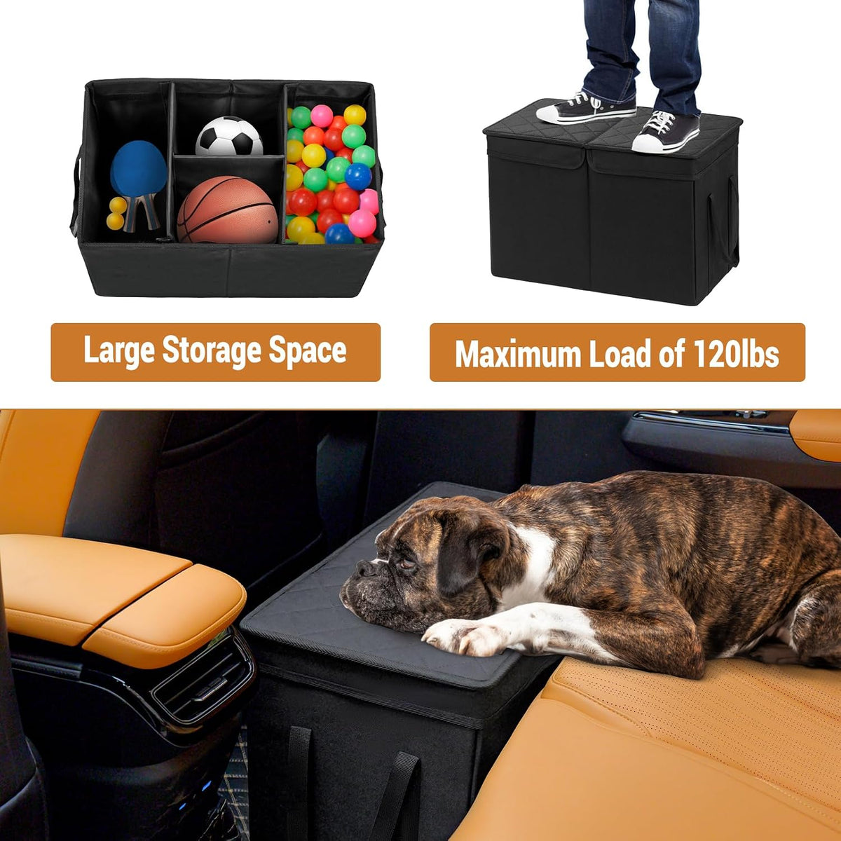 car seat extender for large dogs, back seat showing dimensions