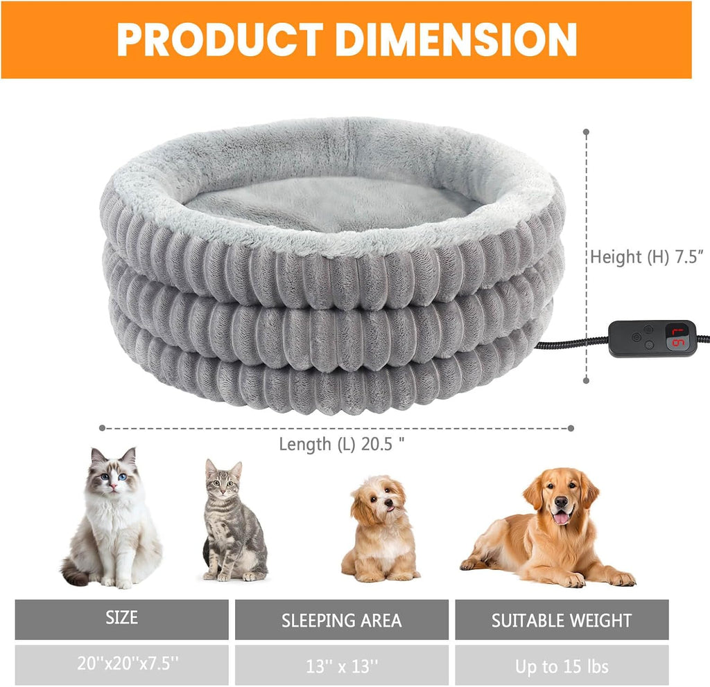 heated cat bed indoor, 20" round donut deep on a desk or shelf