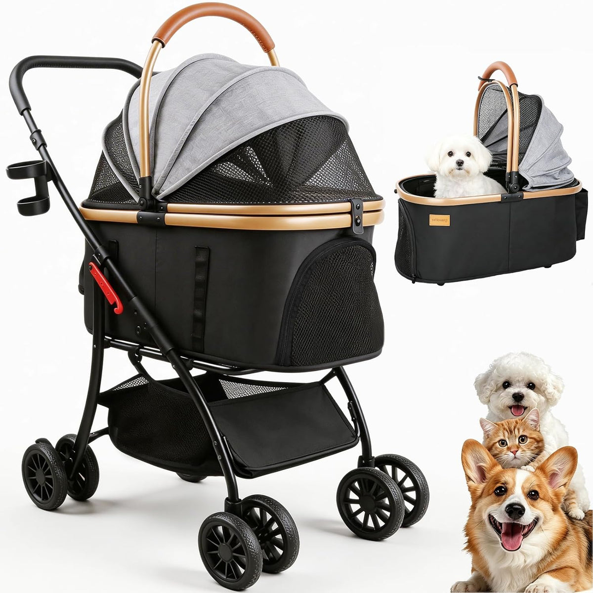 pet stroller for small dogs cats, main product view