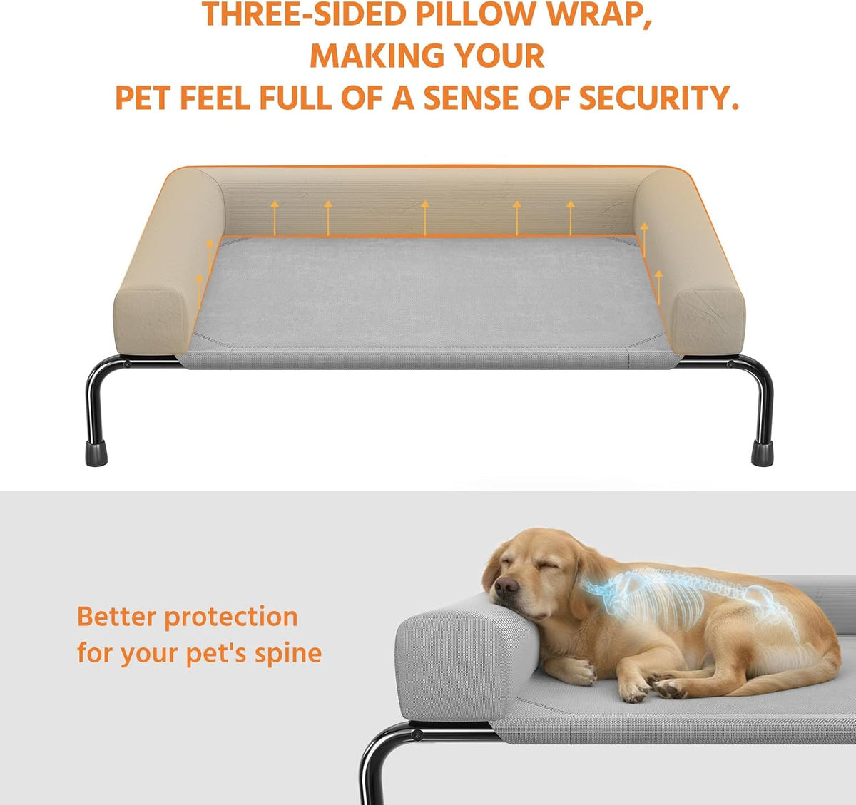 simple trending elevated dog bed for large dogs, close-up detail