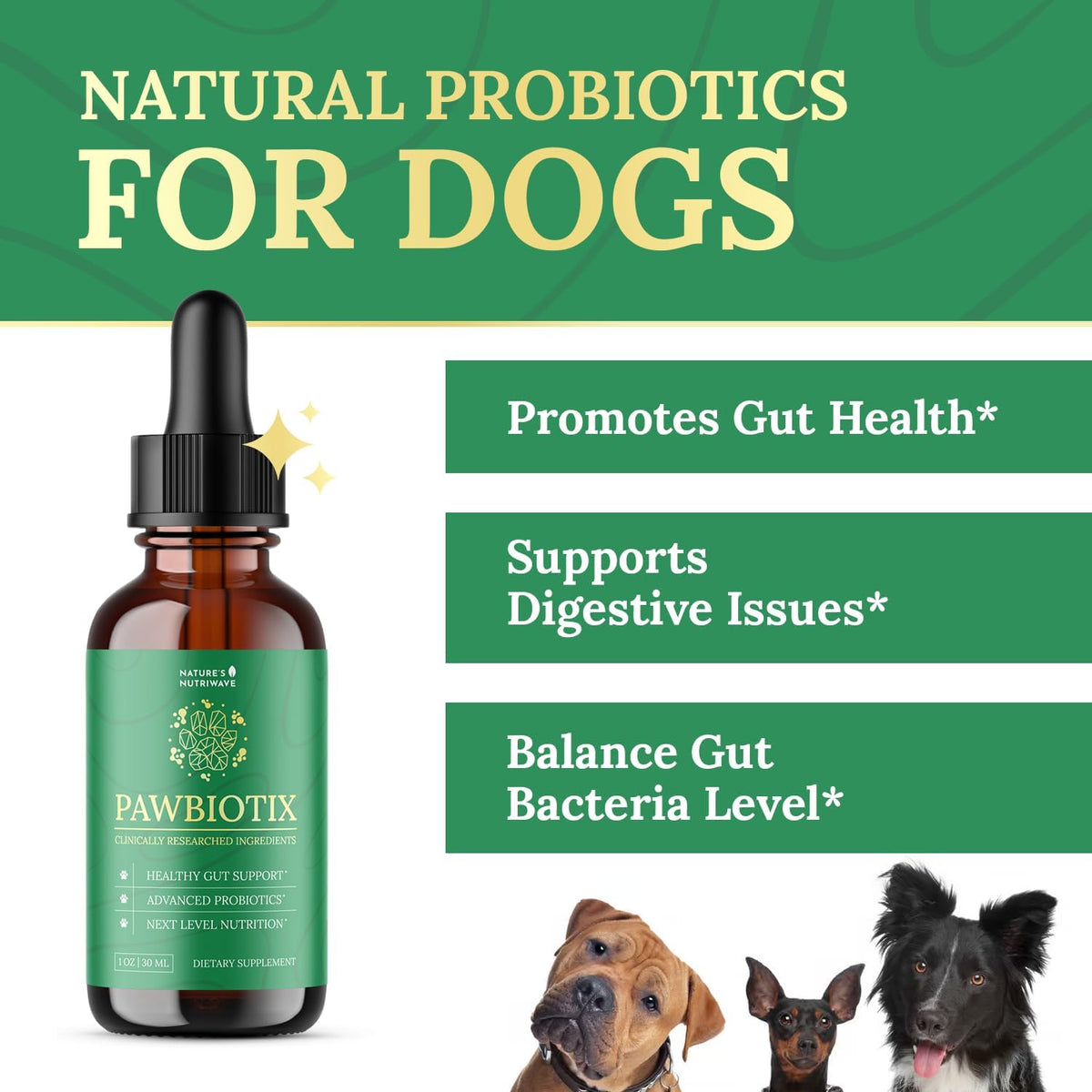 pawbiotix liquid probiotics for dogs – 1oz, 3 shown in use