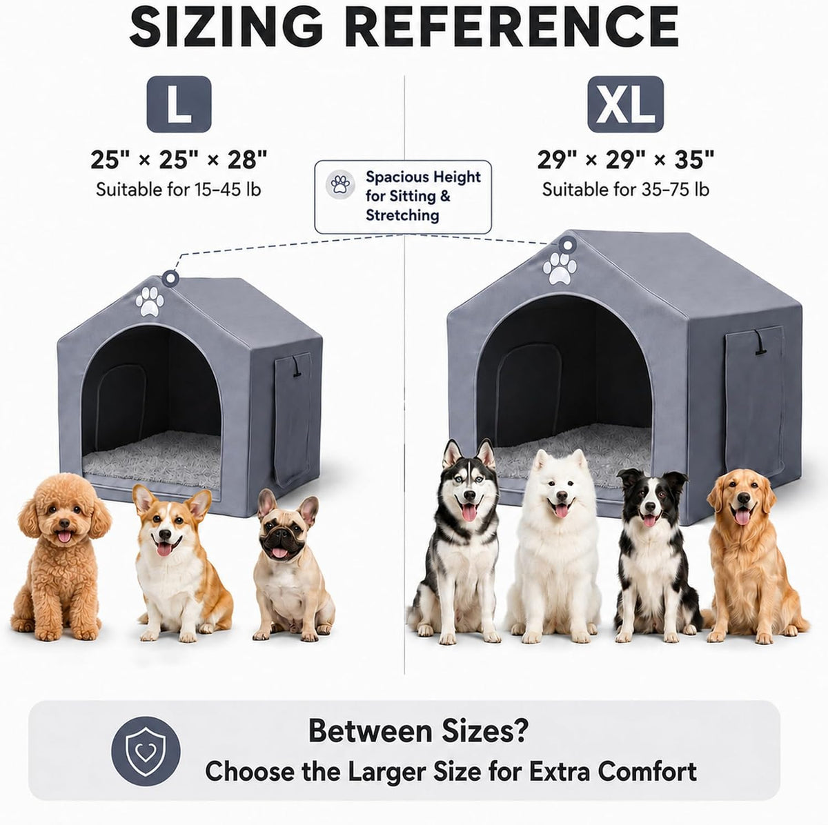 dog house indoor for large dogs, 29 x showing dimensions