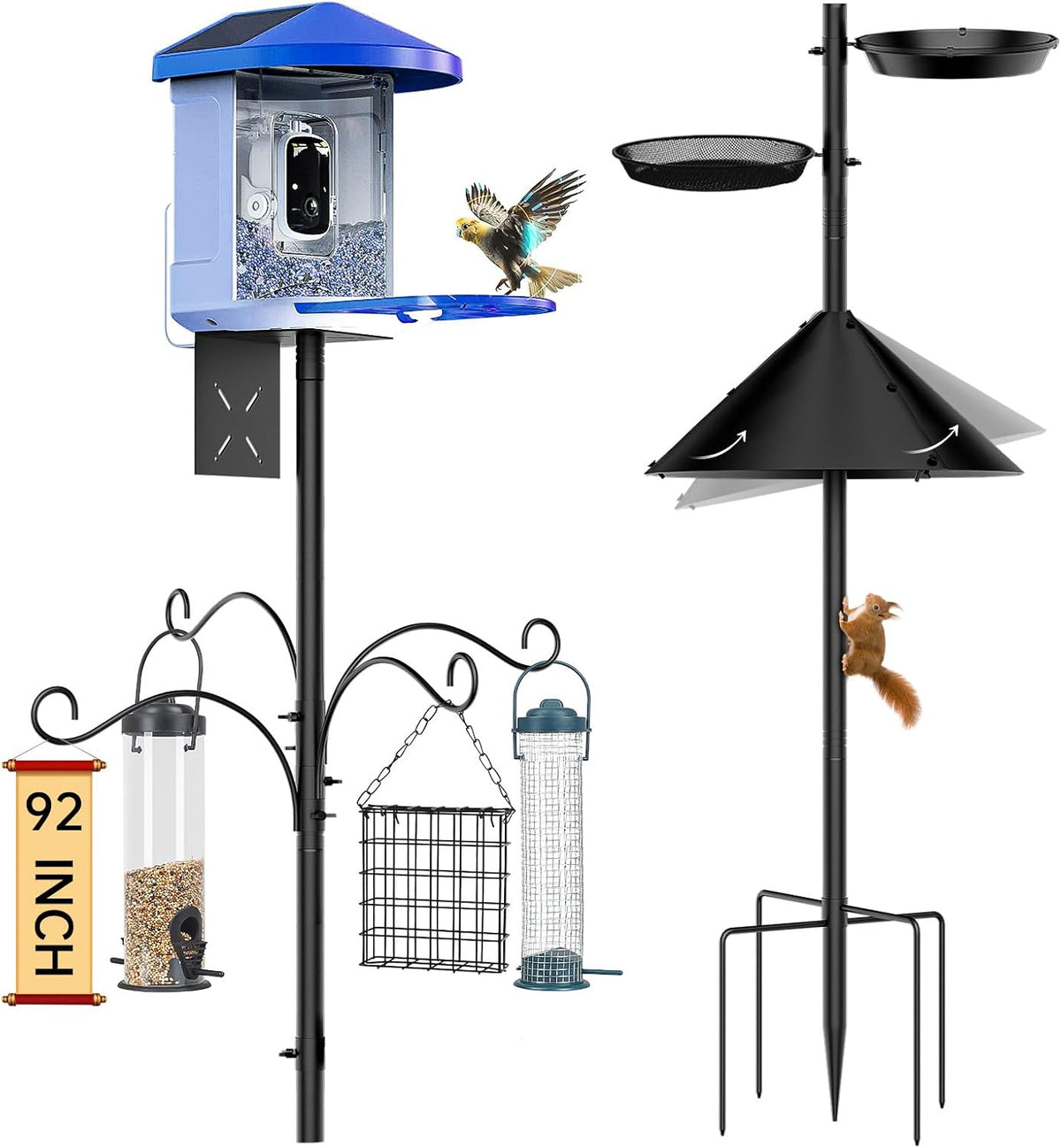 bird feeder pole squirrel proof, 92 inch heavy, main product view