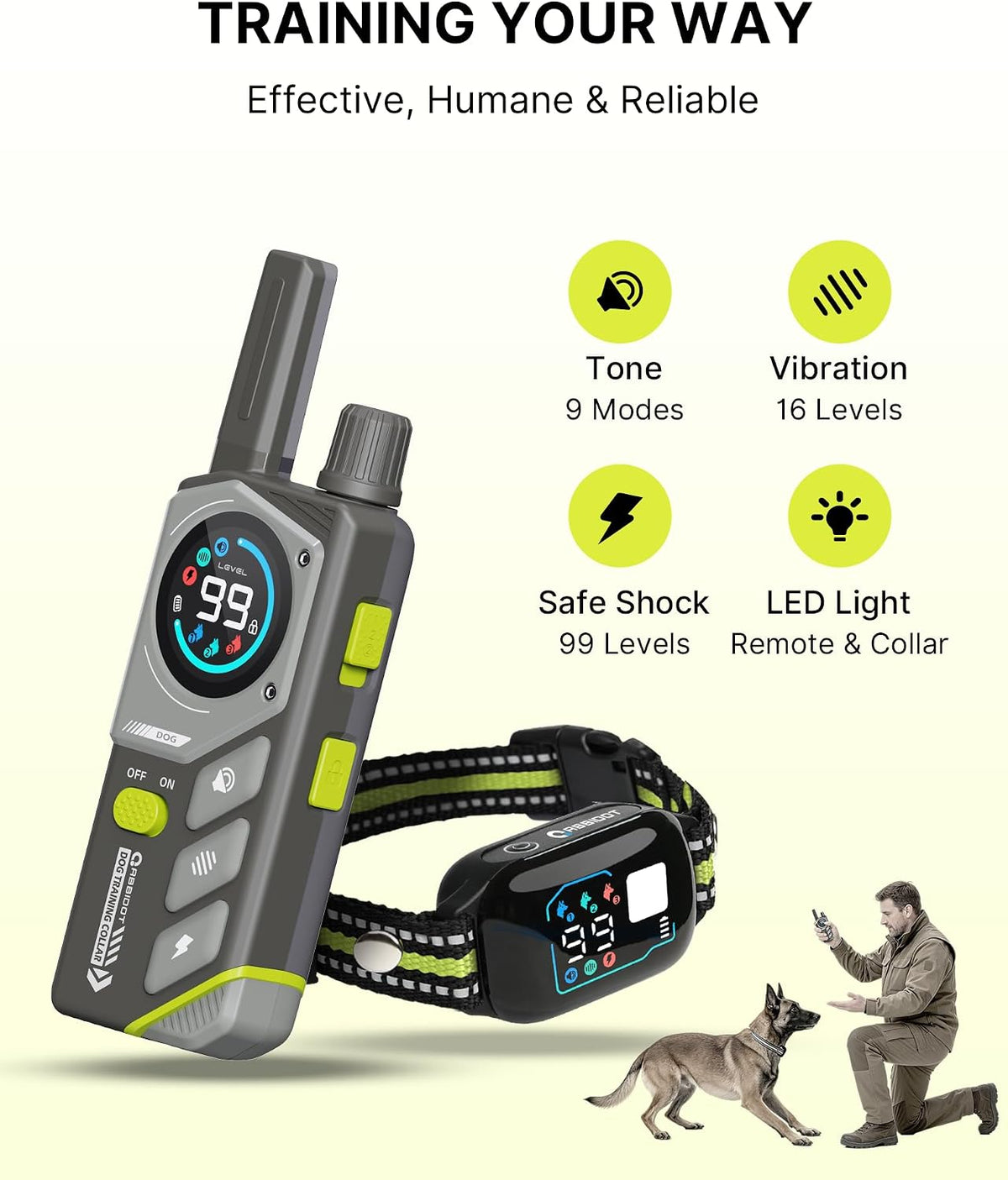 abbidot shock collar for dogs - 4200ft dog, close-up detail