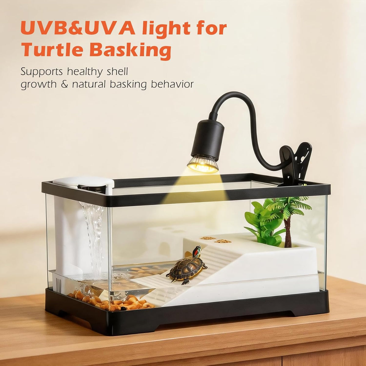 azv all-in-one baby turtle tank starter kit, 4.6 on a desk or shelf