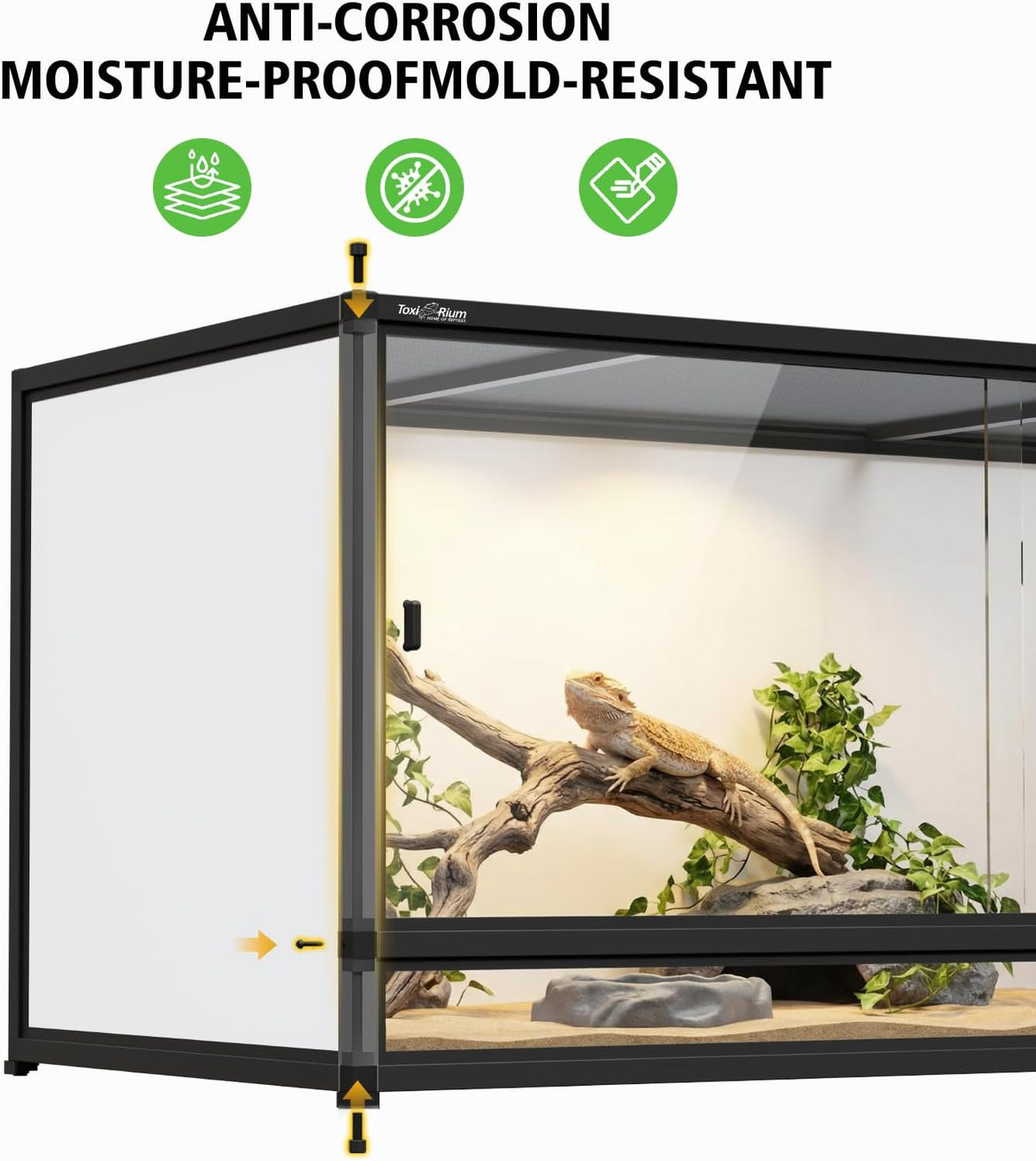 120 gallon pvc reptile enclosure 48"x24"x24" – large shown in use