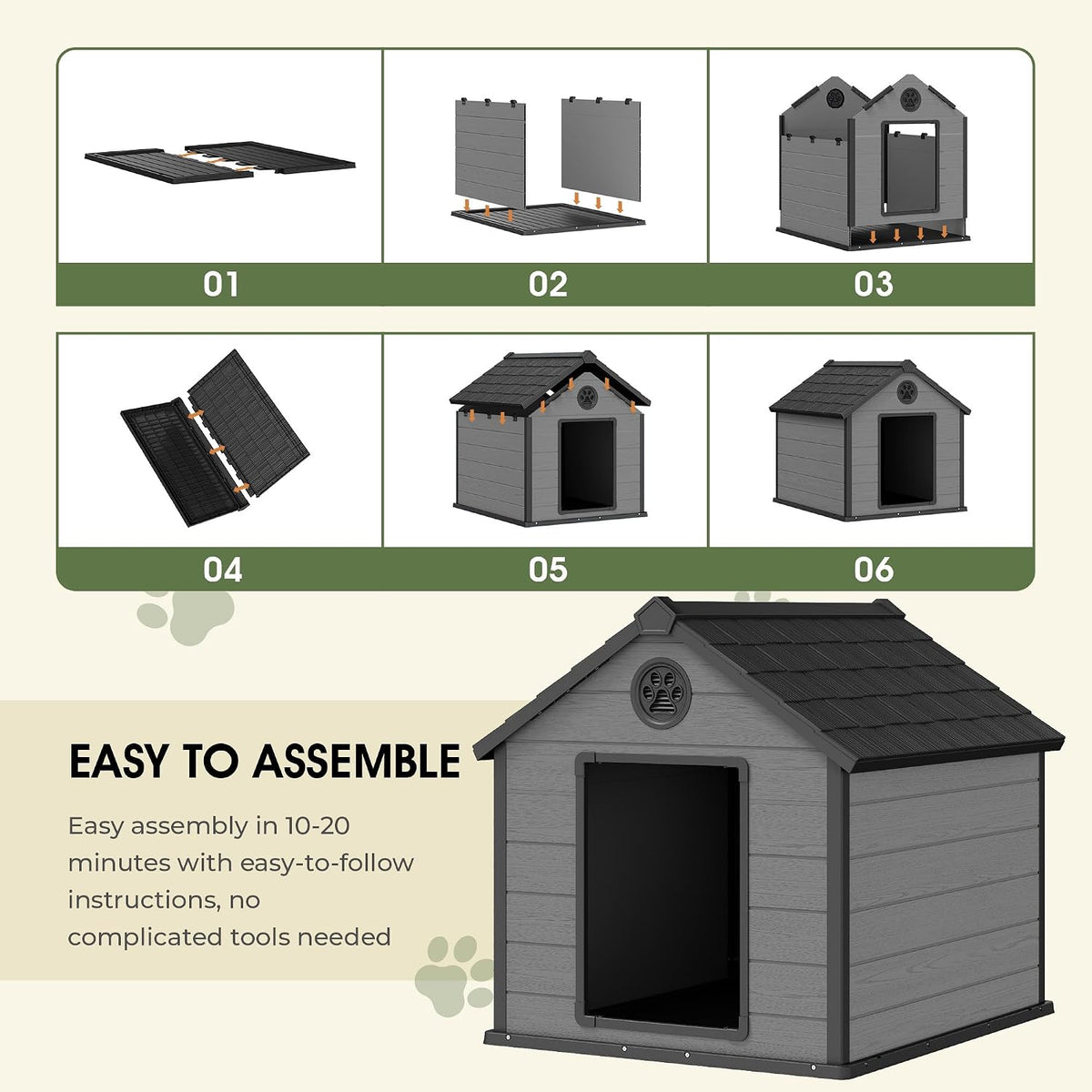 fancyango extra-large giant dog house outdoor indoor for, close-up detail