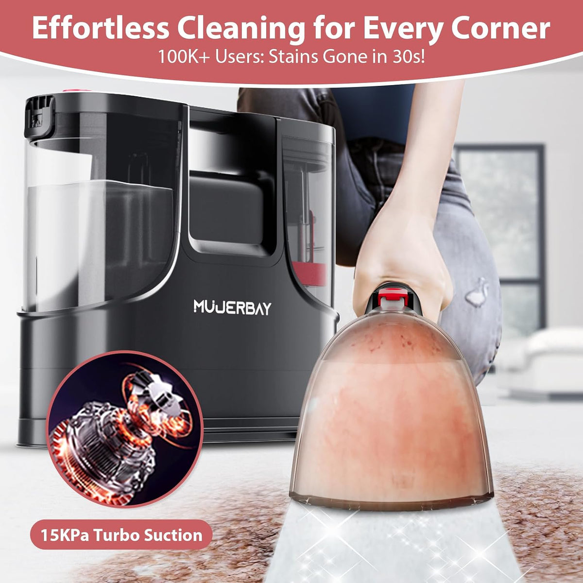 uphosterly carpet cleaner machine, mujerbay portable spot & shown in use