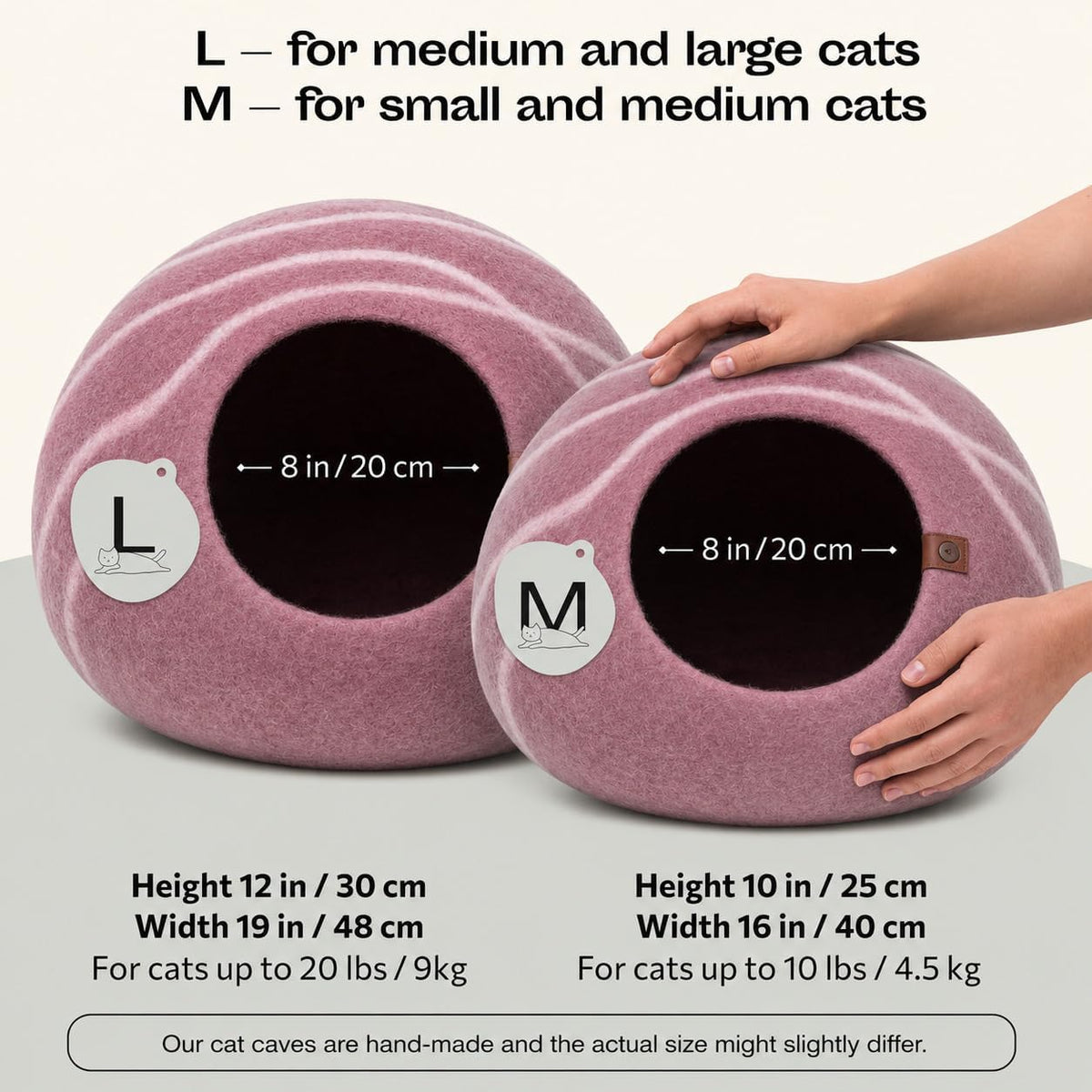 meowfia cat cave - merino wool bed for shown in use