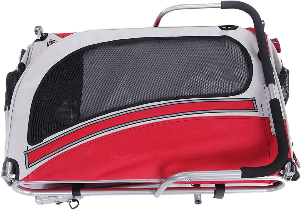 anour 2 in 1 pet bicycle trailer and on a desk or shelf