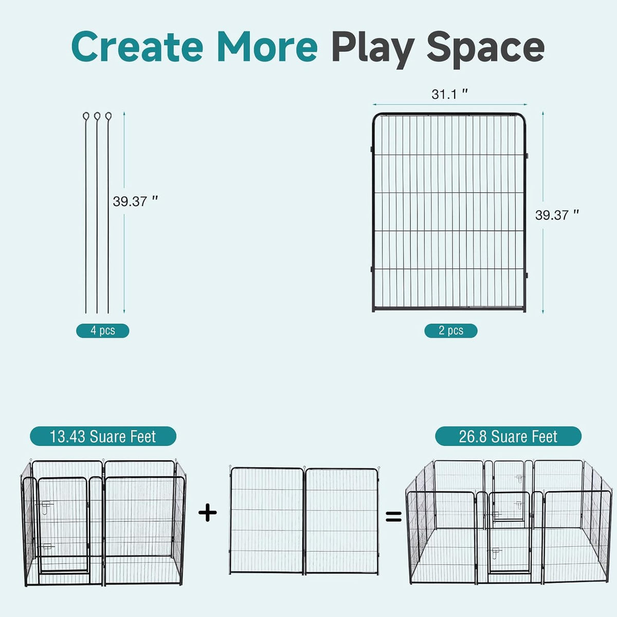 olixis 40" dog playpen extension 2 panels indoor shown in use