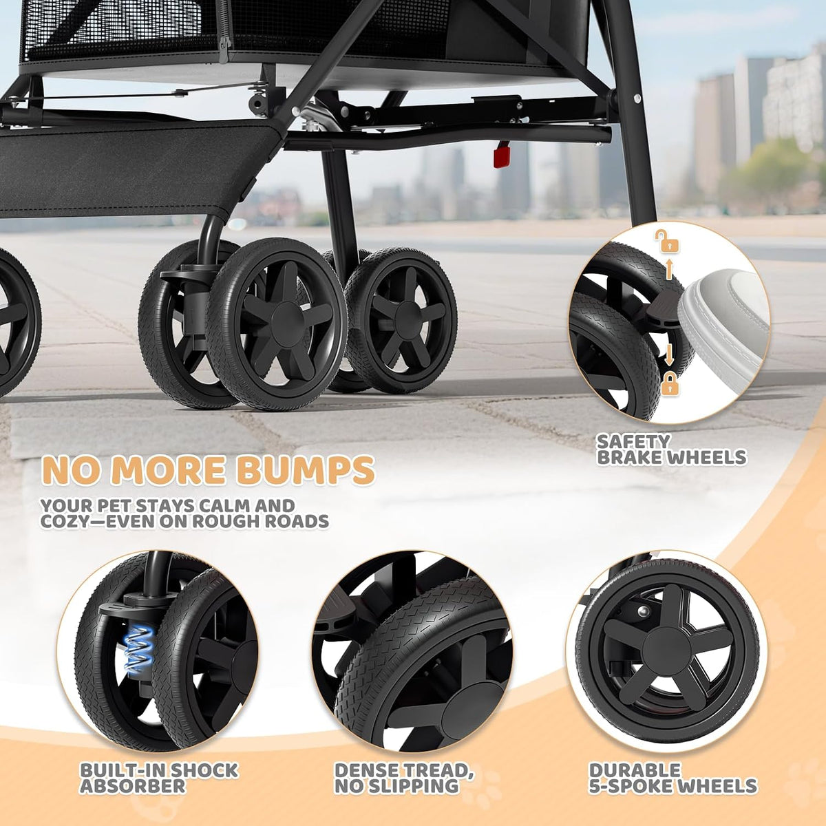 magshion compact fold pet travel stroller for small, front angle view