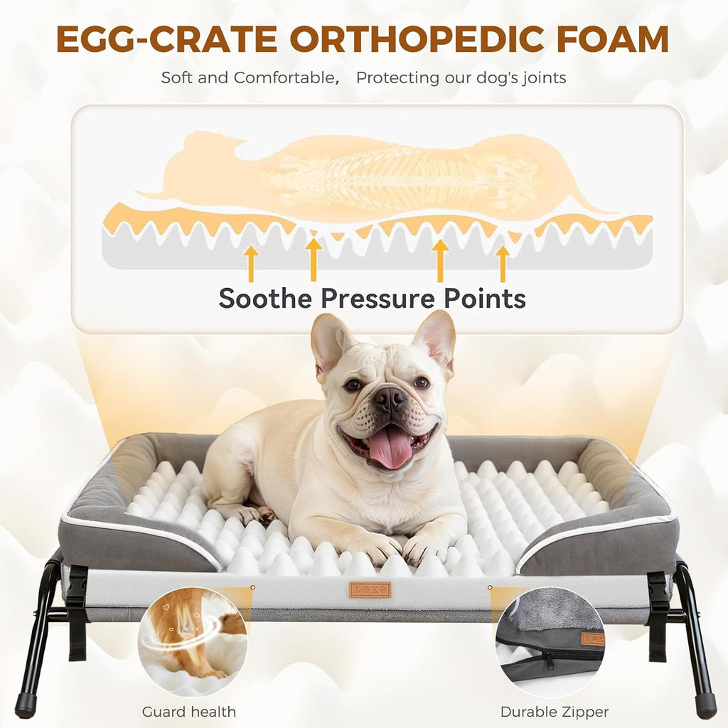 lekereise outdoor elevated dog beds for small dogs, side view