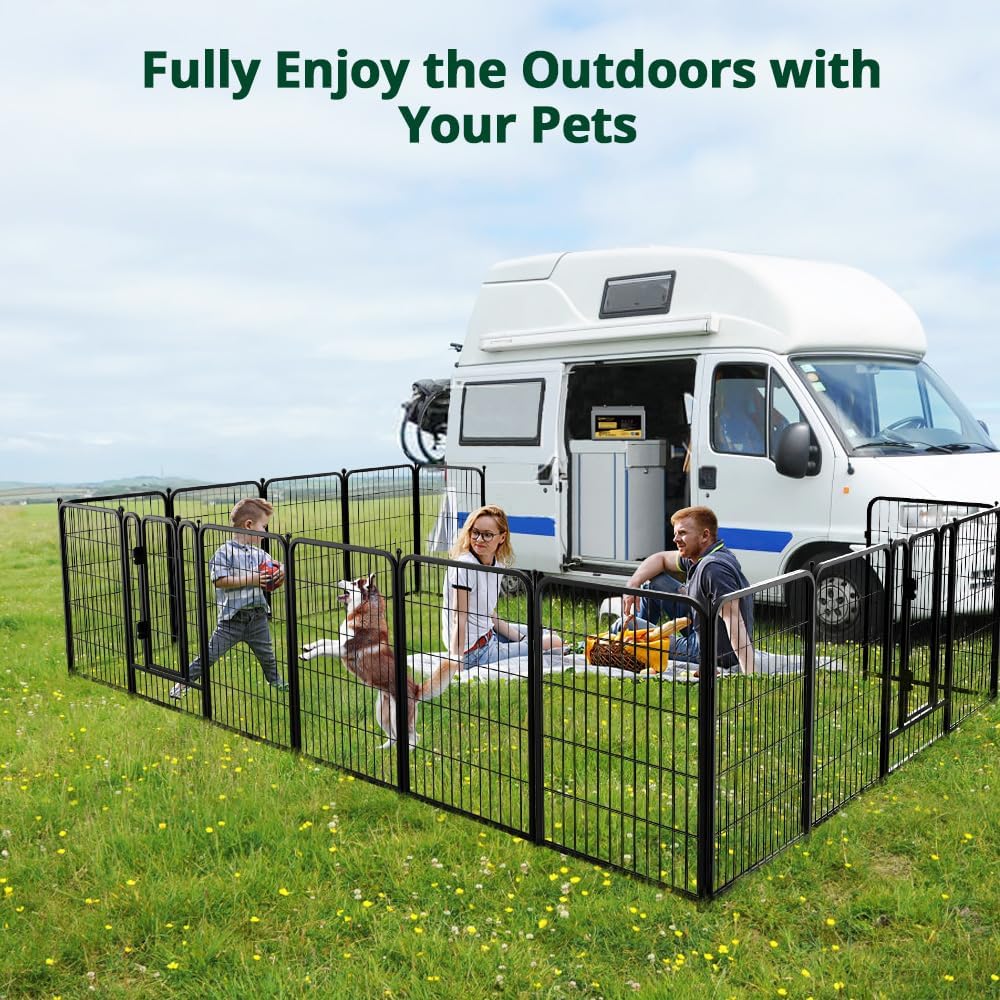pawgiant dog fence playpen 24”/32”/40” indoor outdoor for shown in use