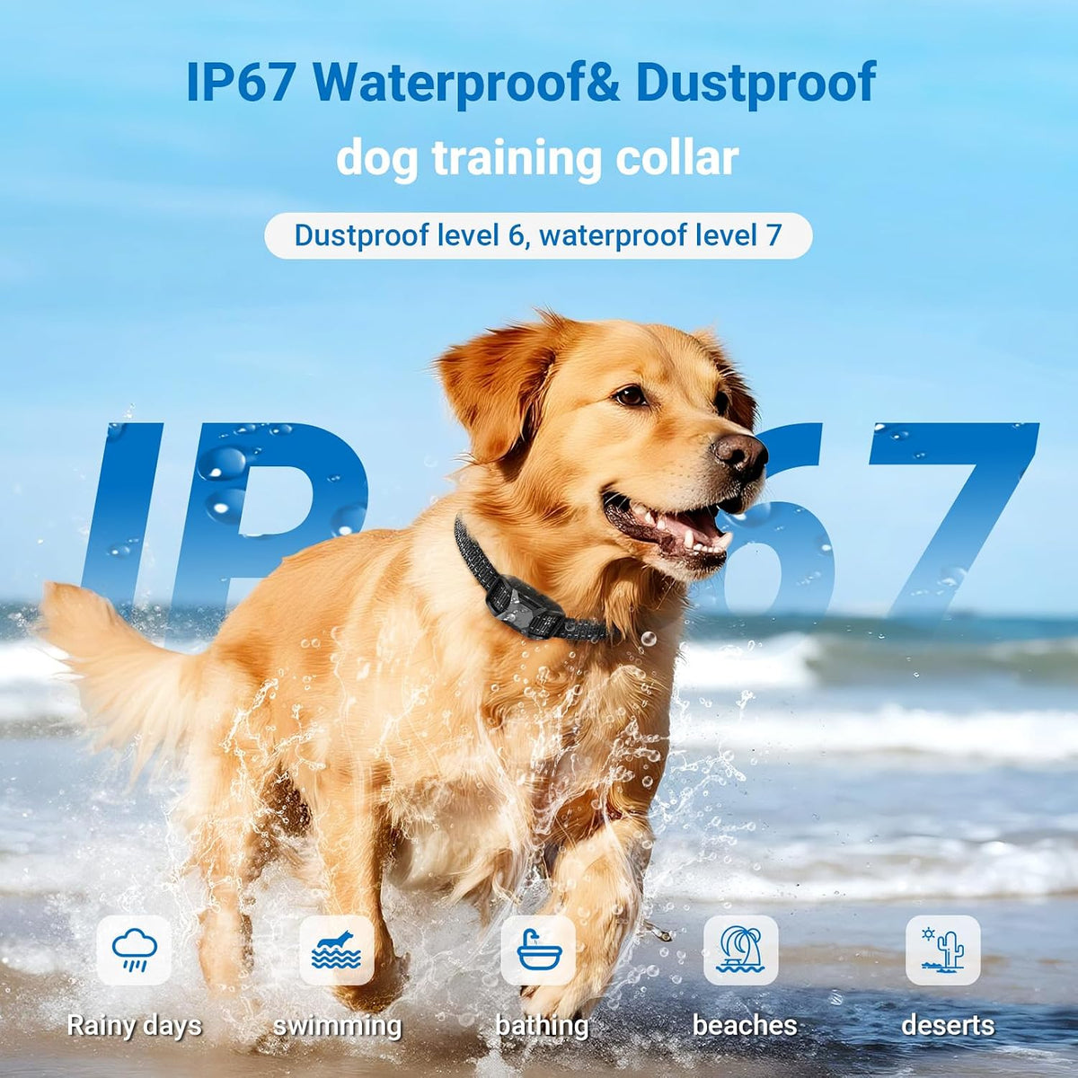dog shock collar with remote control,ip67 waterproof dog, side view