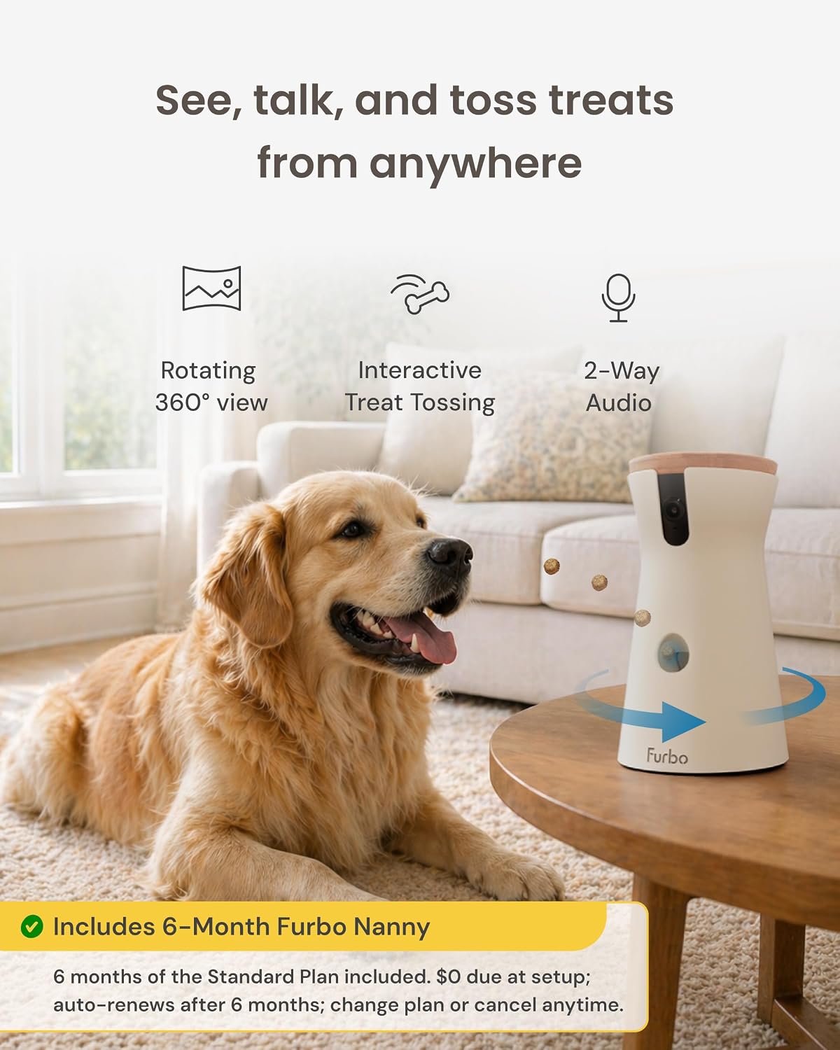 furbo 360° dog camera [6-month subscription included] shown in use
