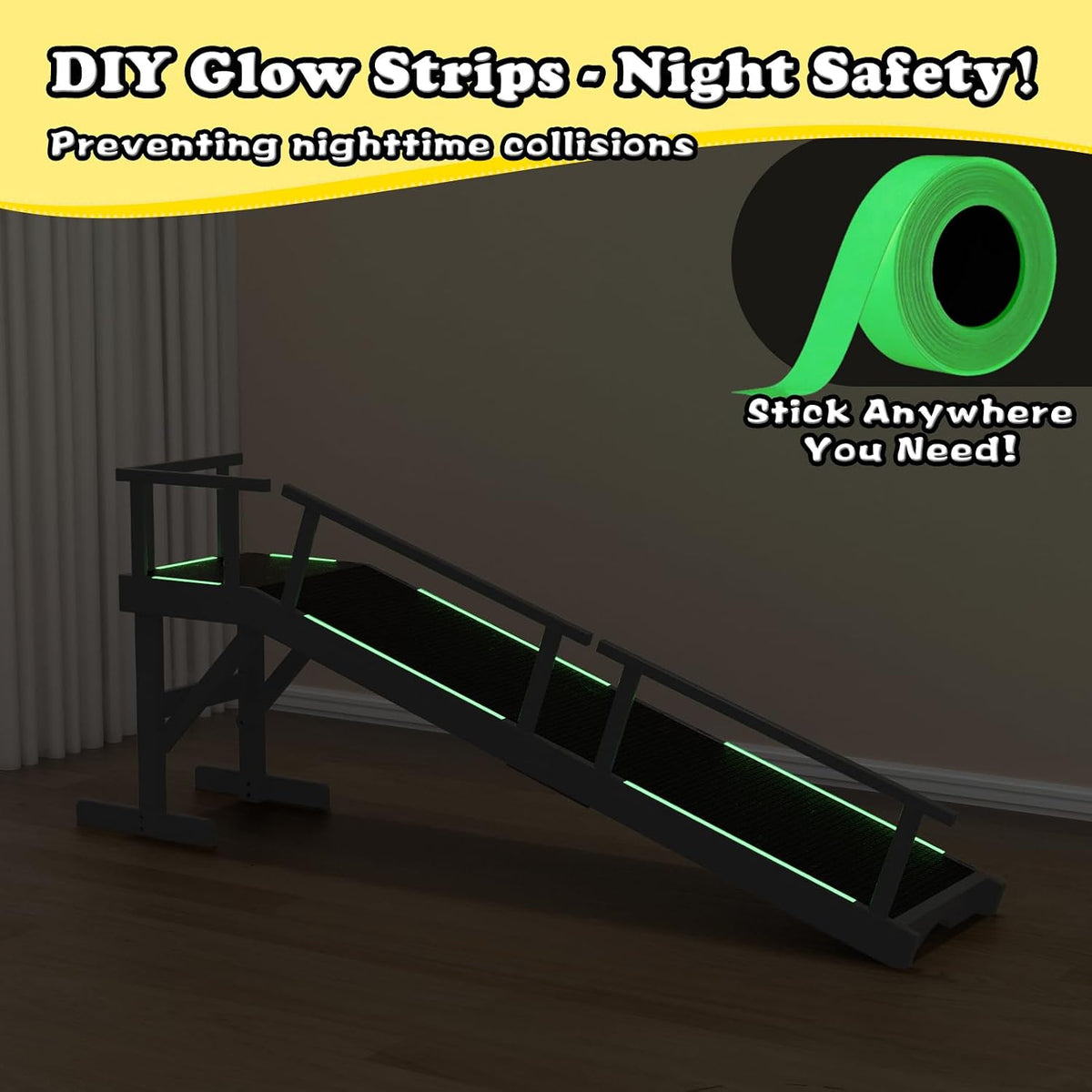 61" dog ramp for high bed, birchwood with, side view