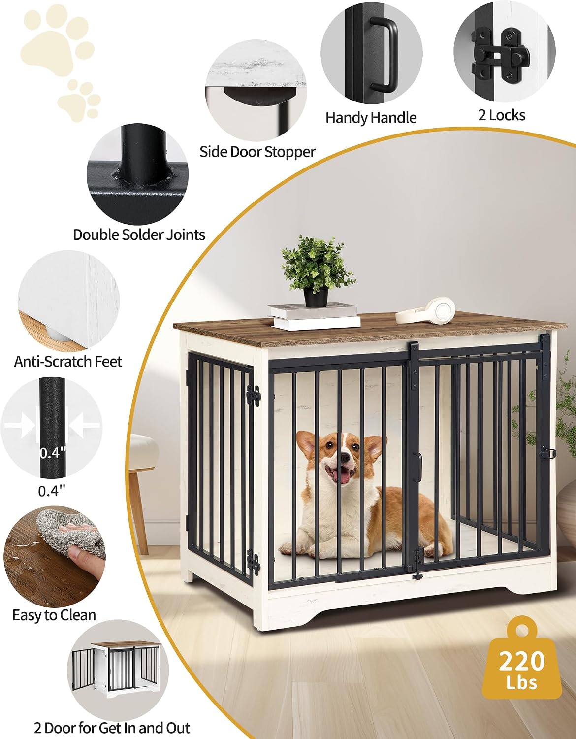 hzuaneri 31.9 in m dog crate furniture indoor on a desk or shelf