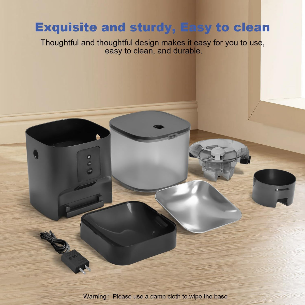 andoll home automatic cat feeder,4l timed cat＆dog dry shown in use