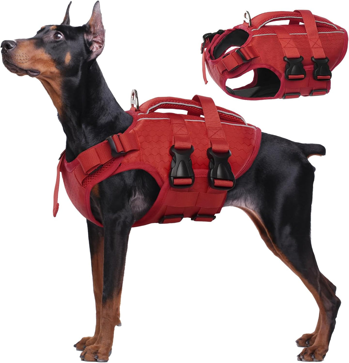 kuoser dog life jacket, high flotation reflective dog, main product view