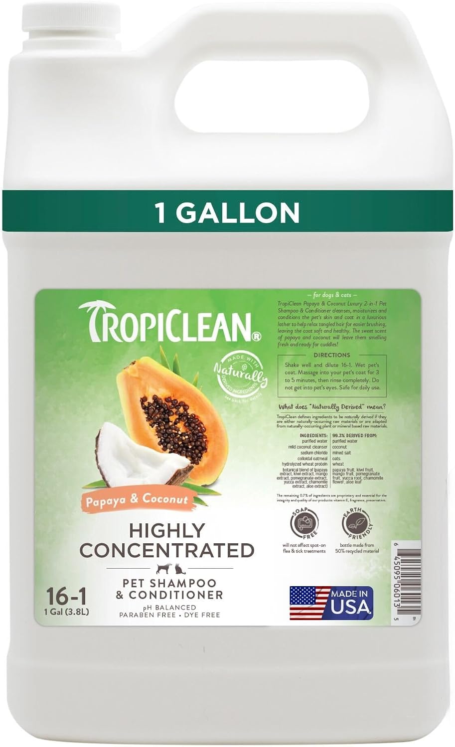 tropiclean 2-in-1 dog shampoo and conditioner, professional dog, main product view