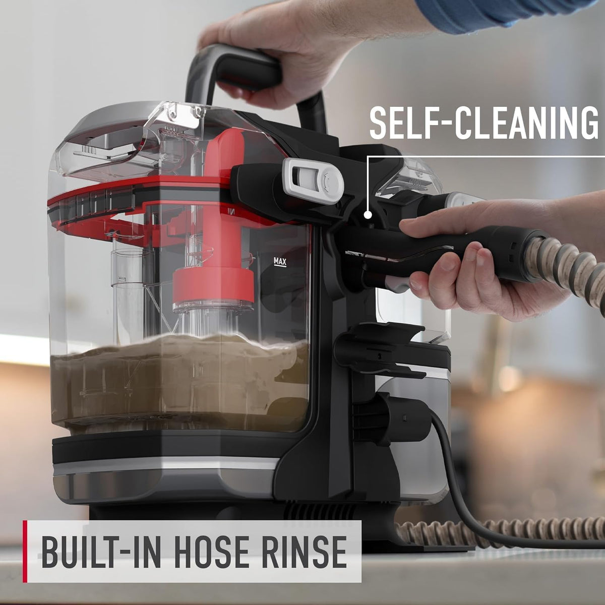 hoover cleanslate xl deep cleaning spot cleaner, fh15000v showing dimensions